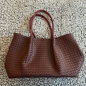 Maroon Woven Large Shoulder Bag